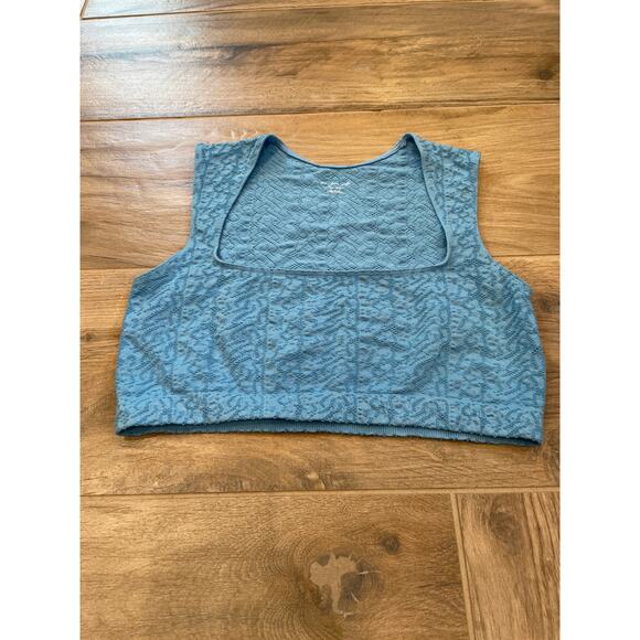 Out from Under Tank Womens M/L Blue Textured Cropped Square Neckline - Picture 1 of 4